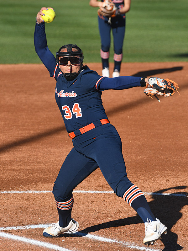 Arlette Hernandez threw the first pitch of UTSA's 2026 season on Friday at Roadrunner Field. - photo by Joe Alexander