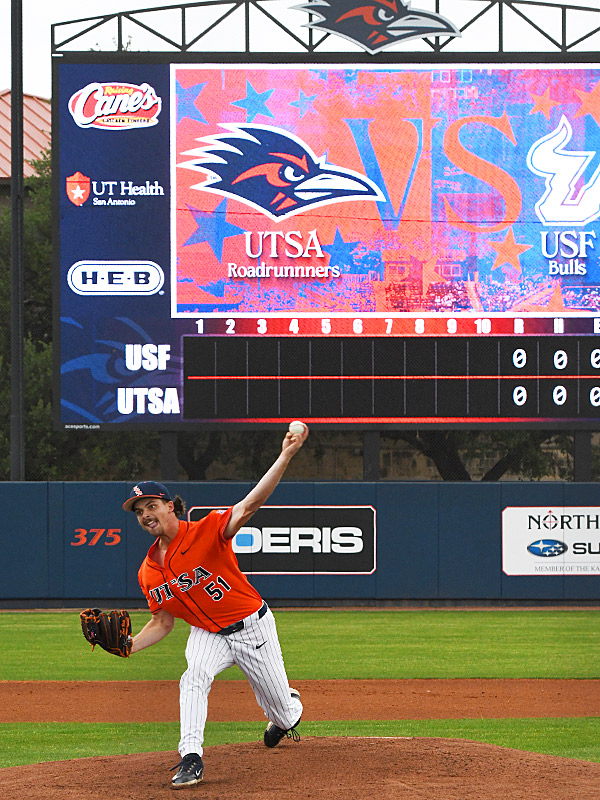Conor Myles. UTSA beat South Florida 7-3 on Saturday in the first game of an American Conference baseball doubleheader at Roadrunner Field. - Photo by Joe Alexander