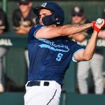 Jorge De Los Santos. The San Antonio River Monsters of the Texas Collegiate League baseball opened the season Tuesday with a 4-2 victory over the Sherman ShadowCats at UIW's Sullivan Field. - photo by Joe Alexander