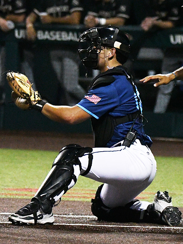 Carlos Chavez. The San Antonio River Monsters of the Texas Collegiate League baseball opened the season Tuesday with a 4-2 victory over the Sherman ShadowCats at UIW’s Sullivan Field. – photo by Joe Alexander