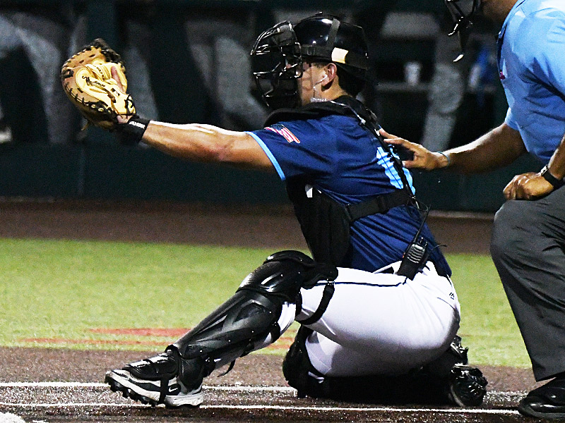 Carlos Chavez. The San Antonio River Monsters of the Texas Collegiate League baseball opened the season Tuesday with a 4-2 victory over the Sherman ShadowCats at UIW’s Sullivan Field. – photo by Joe Alexander