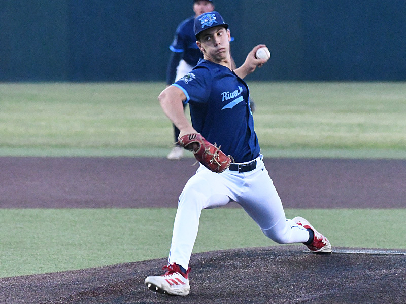 Dylan Bohlke. The San Antonio River Monsters of the Texas Collegiate League baseball opened the season Tuesday with a 4-2 victory over the Sherman ShadowCats at UIW's Sullivan Field. - photo by Joe Alexander