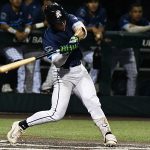 Rowin Donaldson. The San Antonio River Monsters of the Texas Collegiate League baseball opened the season Tuesday with a 4-2 victory over the Sherman ShadowCats at UIW’s Sullivan Field. – photo by Joe Alexander