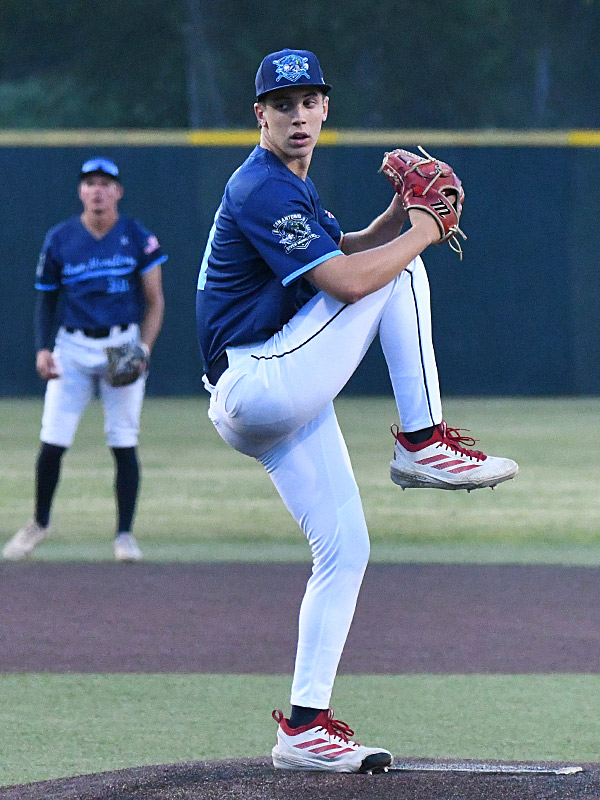 Dylan Bohlke. The San Antonio River Monsters of the Texas Collegiate League baseball opened the season Tuesday with a 4-2 victory over the Sherman ShadowCats at UIW’s Sullivan Field. – photo by Joe Alexander