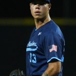 MJ Espinoza. The San Antonio River Monsters of the Texas Collegiate League baseball opened the season Tuesday with a 4-2 victory over the Sherman ShadowCats at UIW’s Sullivan Field. – photo by Joe Alexander
