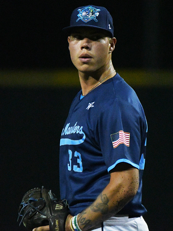 MJ Espinoza. The San Antonio River Monsters of the Texas Collegiate League baseball opened the season Tuesday with a 4-2 victory over the Sherman ShadowCats at UIW’s Sullivan Field. – photo by Joe Alexander
