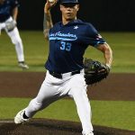 MJ Espinoza. The San Antonio River Monsters of the Texas Collegiate League baseball opened the season Tuesday with a 4-2 victory over the Sherman ShadowCats at UIW’s Sullivan Field. – photo by Joe Alexander