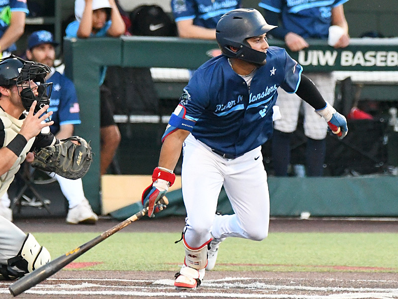 Angel Martinez. The San Antonio River Monsters of the Texas Collegiate League baseball opened the season Tuesday with a 4-2 victory over the Sherman ShadowCats at UIW’s Sullivan Field. – photo by Joe Alexander