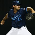 Brian Buchanan. The San Antonio River Monsters of the Texas Collegiate League baseball opened the season Tuesday with a 4-2 victory over the Sherman ShadowCats at UIW’s Sullivan Field. – photo by Joe Alexander