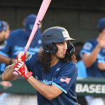 Jorge De Los Santos. The San Antonio River Monsters of the Texas Collegiate League baseball opened the season Tuesday with a 4-2 victory over the Sherman ShadowCats at UIW’s Sullivan Field. – photo by Joe Alexander