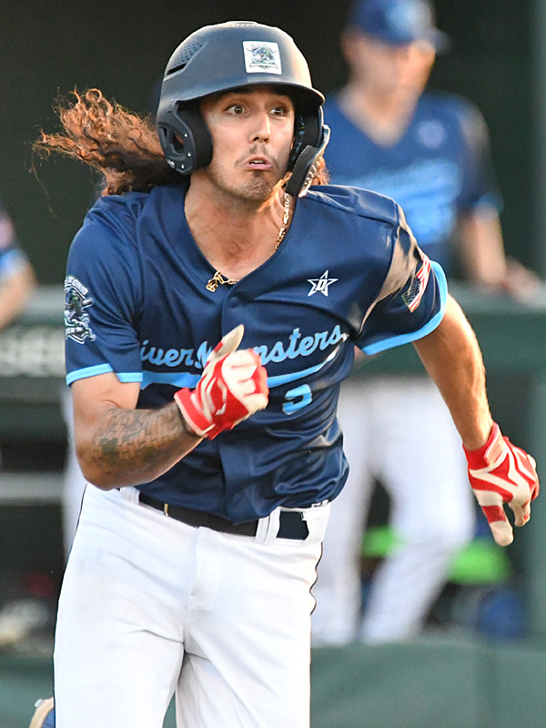 Jorge De Los Santos. The San Antonio River Monsters of the Texas Collegiate League baseball opened the season Tuesday with a 4-2 victory over the Sherman ShadowCats at UIW’s Sullivan Field. – photo by Joe Alexander