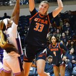 Emilia Dannebauer. East Carolina beat UTSA 65-58 in American Conference women's basketball on Tuesday, Jan. 20, 2026, at the Convocation Center. - Photo by Joe Alexander