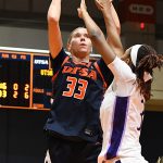 Emilia Dannebauer. East Carolina beat UTSA 65-58 in American Conference women's basketball on Tuesday, Jan. 20, 2026, at the Convocation Center. - Photo by Joe Alexander