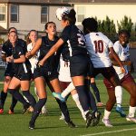 Aaliyaiah Durden, Sofia Peters. UTSA and Texas state tied 2-2 in the 2026 women's soccer season opener on Wednesday, Aug. 12, 2026, at Park West. - photo by Joe Alexander