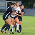 Ava Jackson, Leah Varela. UTSA and Texas state tied 2-2 in the 2026 women's soccer season opener on Wednesday, Aug. 12, 2026, at Park West. - photo by Joe Alexander