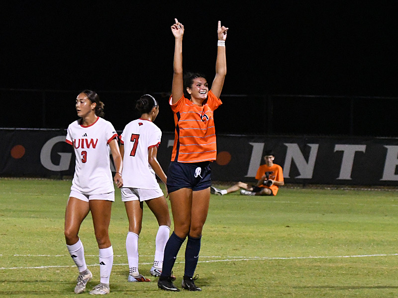 UTSA's Sofia Peters scores her second goal after Leah Varela's free kick was blocked in front of the goal in a 3-1 victory over Incarnate Word in women's soccer on Thursday, Sept. 10, 2026, at Park West. - photo by Joe Alexander