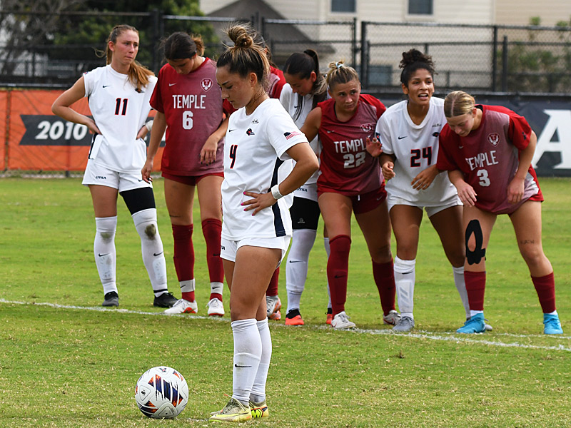 Leah Varela scored on a first-half penalty kick as UTSA beat Temple 1-0 in American Conference women's soccer on Sunday, Oct. 25, 2026, at Park West. - photo by Joe Alexander