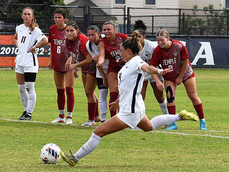 Leah Varela scored on a first-half penalty kick as UTSA beat Temple 1-0 in American Conference women's soccer on Sunday, Oct. 25, 2026, at Park West. - photo by Joe Alexander