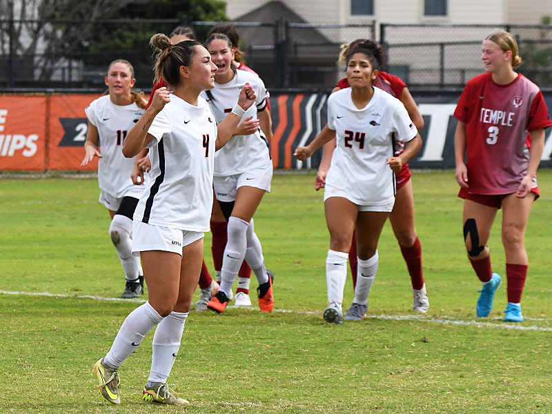 Leah Varela scored on a first-half penalty kick as UTSA beat Temple 1-0 in American Conference women's soccer on Sunday, Oct. 25, 2026, at Park West. - photo by Joe Alexander